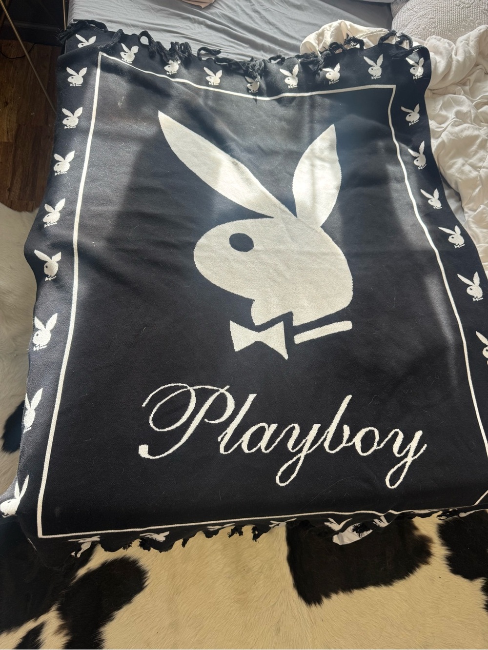 PLAYBOY x Dolls Kill Black and White throw blanket Y2K